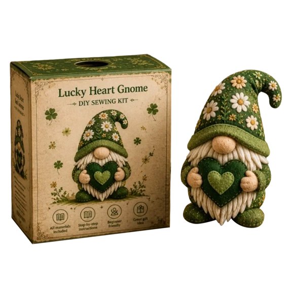 Pre-Cut Felt DIY Patchwork Christmas Gnome Sewing Kit, 3D Button Art Stuffed Craft Project, Easy Handmade Ornament Set for Adults & Beginners, Creative Home Desktop Decor & Holiday Gift