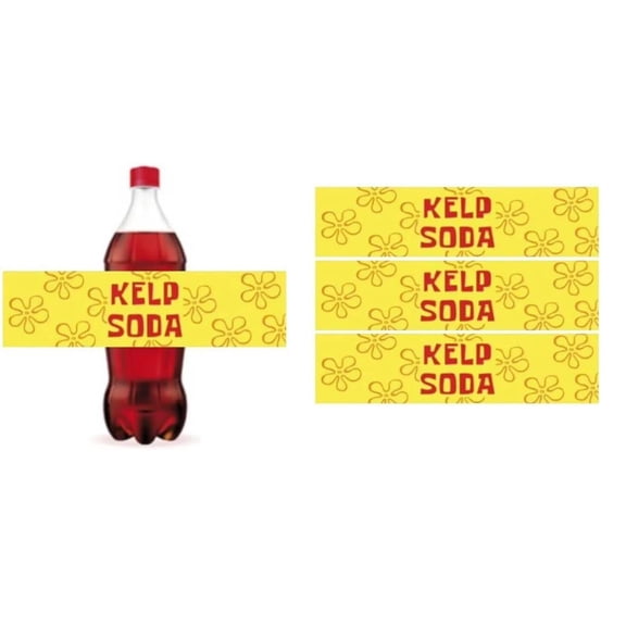 Pre Cut Kelp Soda Bottle labels, Squarepants under the sea drink bottle labels