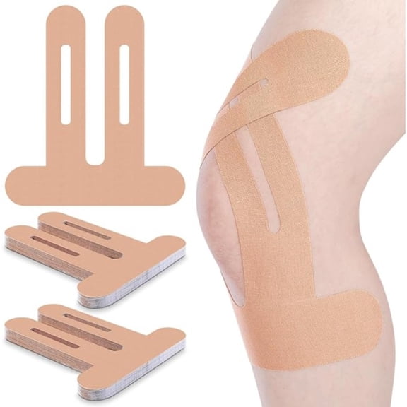 Pre-Cut Kinesiology Knee Tape, Waterproof Breathable Latex-Free Sports Knee Support Patch for Running, Fitness and Outdoor Exercises