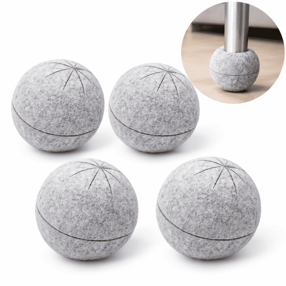Pre-Cut Tennis Balls for Walkers, 4-Pack, Fits 1 to 1-1/8 in Legs, Rubber and Felt