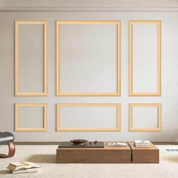 Pre-Cut Wall Molding Set of 6 pcs 3 Top 3 Bottom Oak Ready-to-Assemble Wainscoting Panel