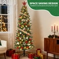 thumbnail image 1 of Pre-Decorated Holiday Christmas Tree, Pre-Lit Flocked Artificial Christmas Tree with Pine Cones Party Decoration, Natural Look Hinged Branch Xmas Tree 450 PVC Branch Tips, Partially Flocked Design, 1 of 6
