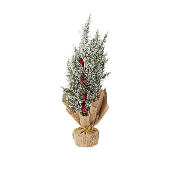 Pre-Decorated Mini Christmas Tree for Tabletop, Artificial Potted Xmas Tree with Ornaments for Office Desk, Home, and Holiday Centerpiece Displays