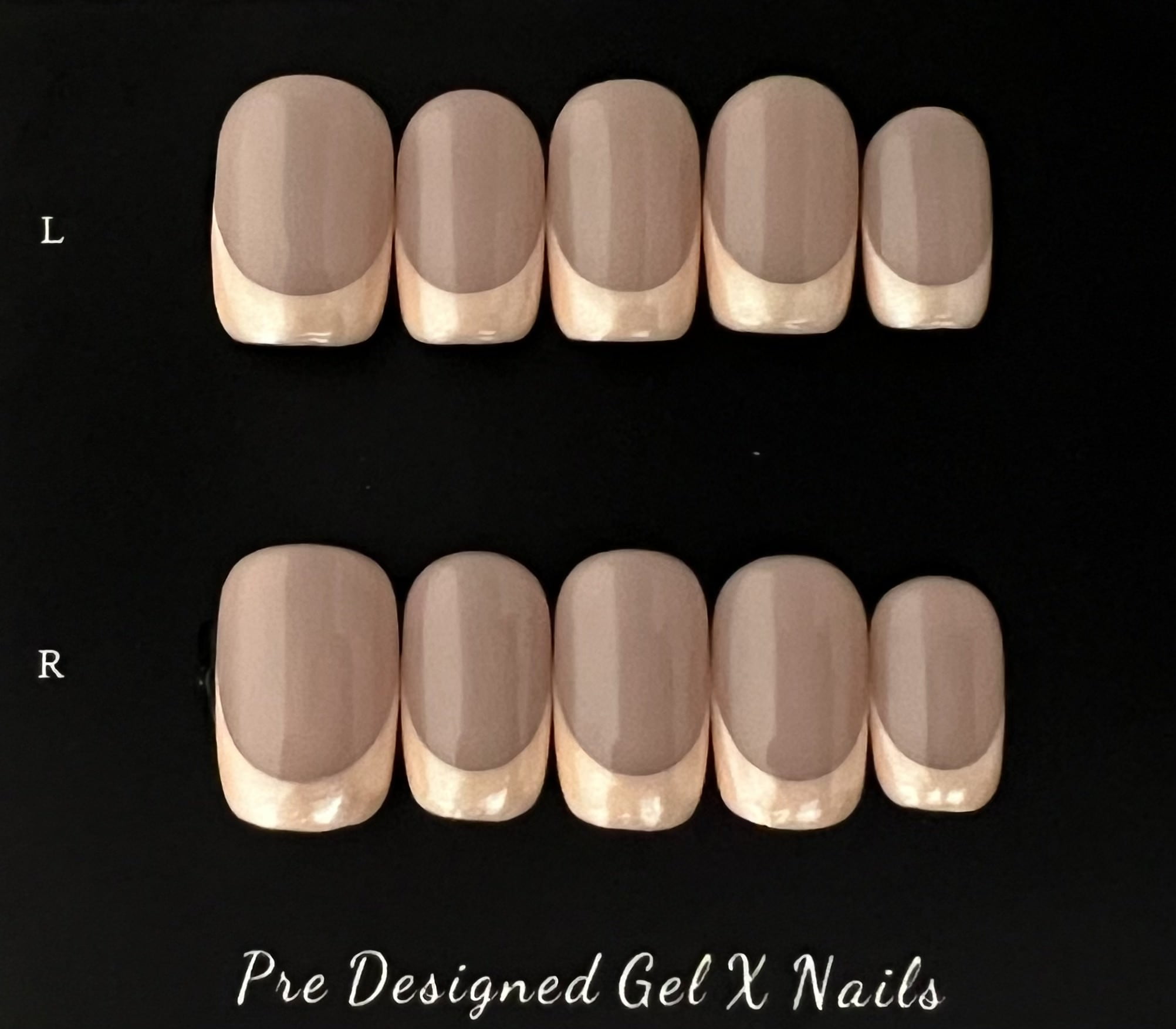Pre-Designed Gel-X Nails – Classic Nude & Gold French Tip