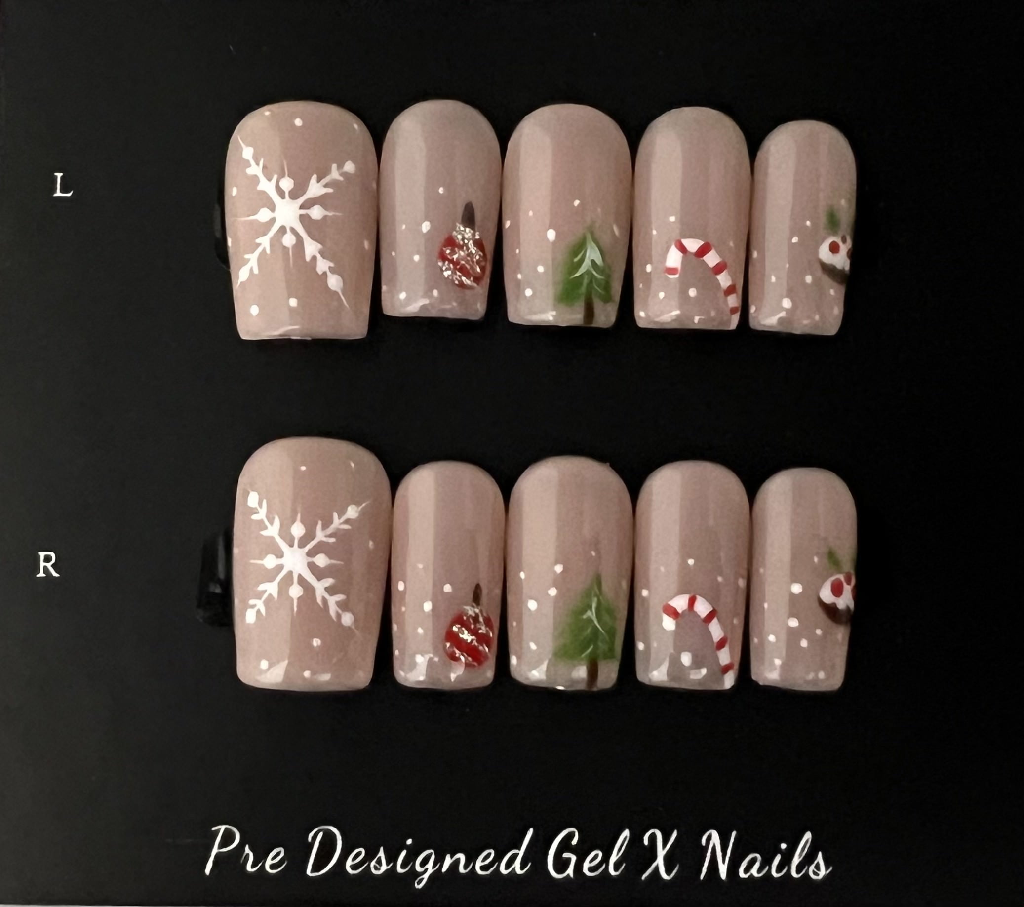 Pre-Designed Gel-X Nails – Festive Holiday Edition