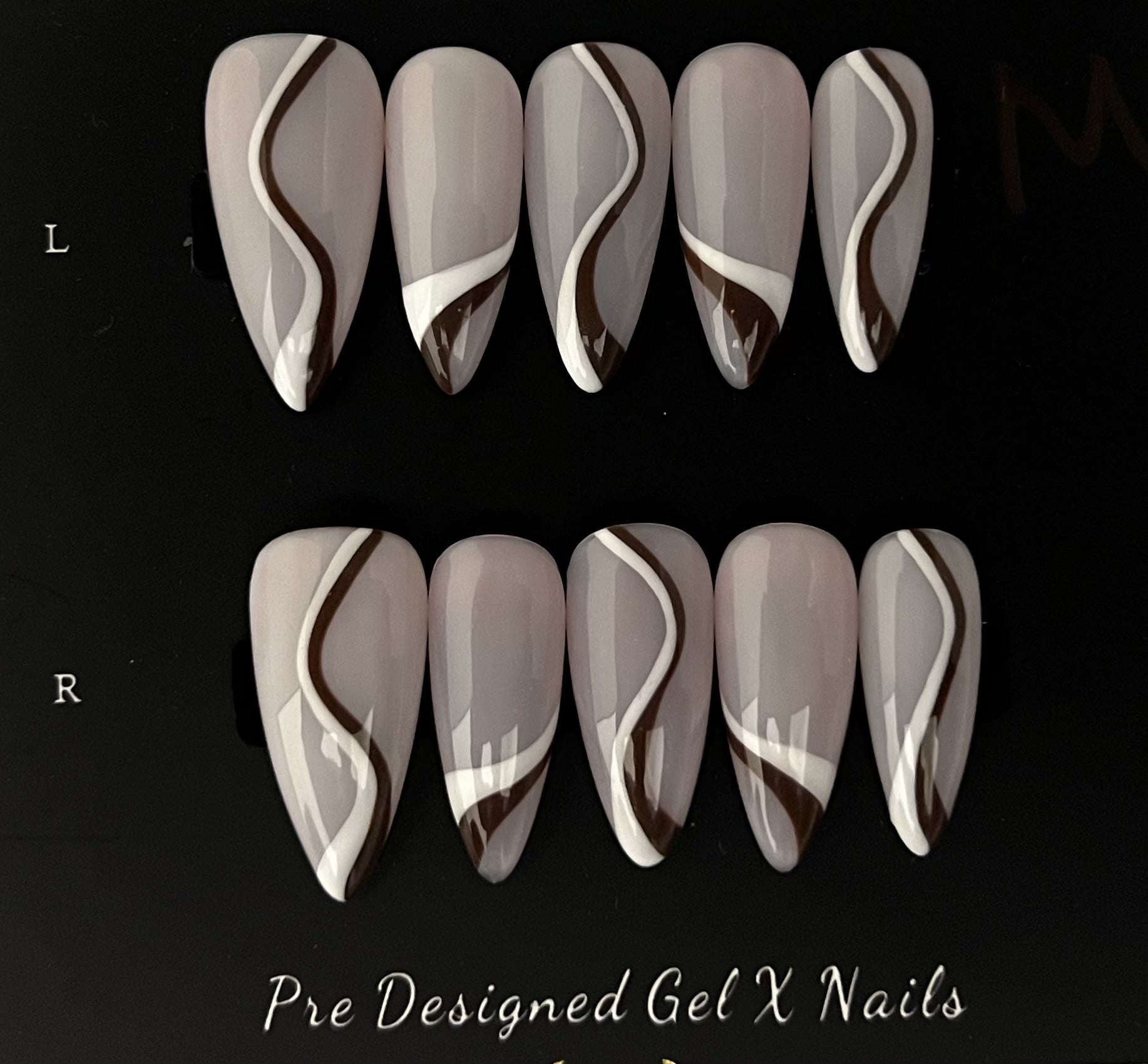 Pre-Designed Gel-X Nails – Modern Minimalist Swirl Edition 🤍✨