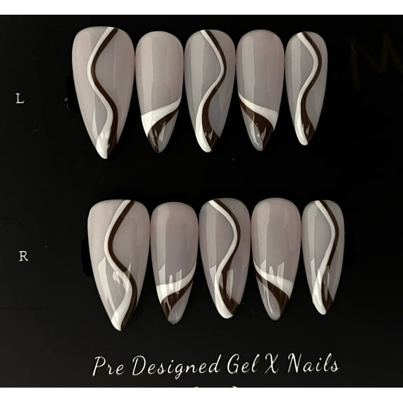 Pre-Designed Gel-X Nails Modern Minimalist Swirl Edition