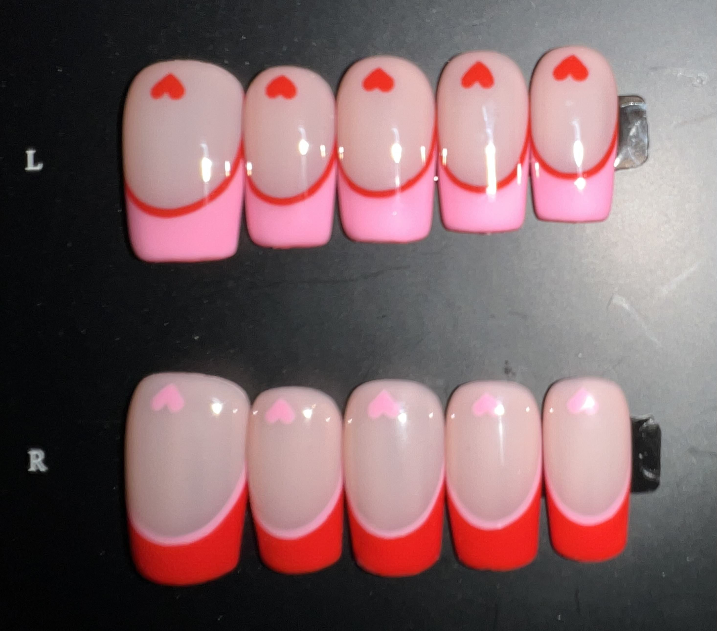 Pre-Designed Gel-X Nails – Pink & Red Heart Edition