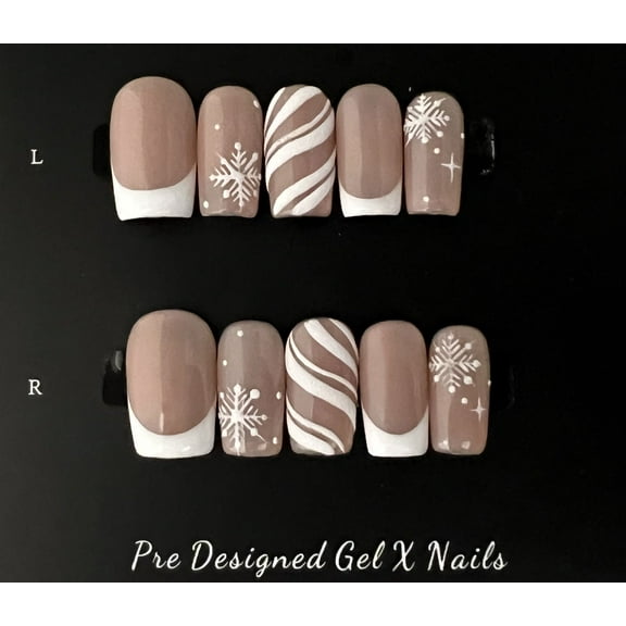 Pre-Designed Gel-X Nails  Winter Wonderland Snowflake Edition