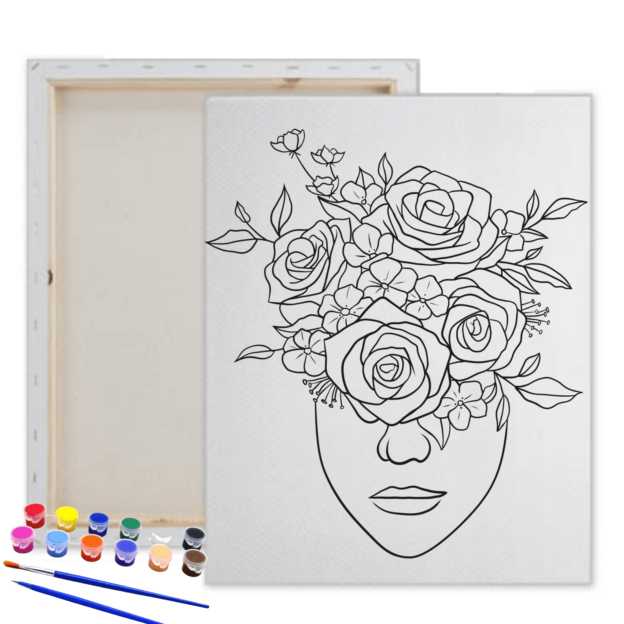 Pre Drawn Canvas Flowers Lady Rose 12X16