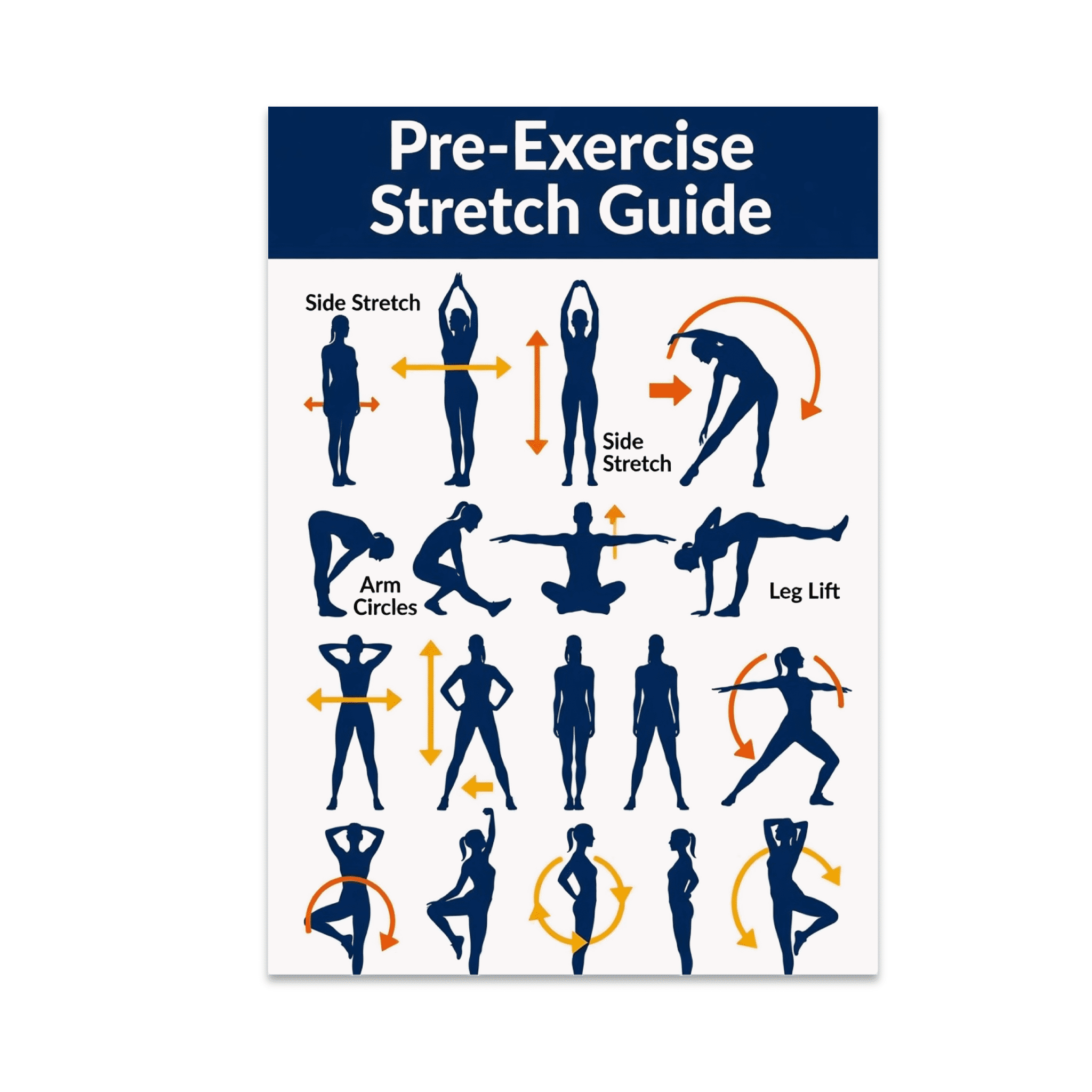 Stretch Exercise Posters Pre-Exercise Stretch Guide Poster - Fitness Enthusiast - 13x19 Poster ...