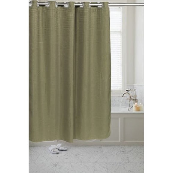 Pre Hooked™ Waffle Weave Fabric Shower Curtain in Sage
