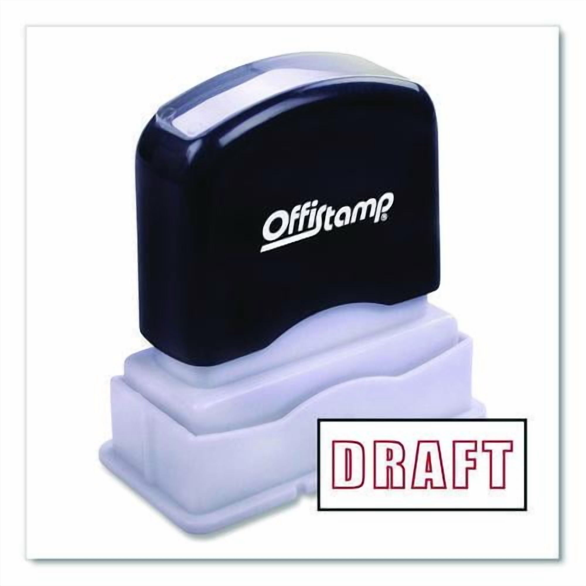Pre-Inked Message Stamp, Draft, 1.63" X 0.38", Red Ink | Bundle of 5