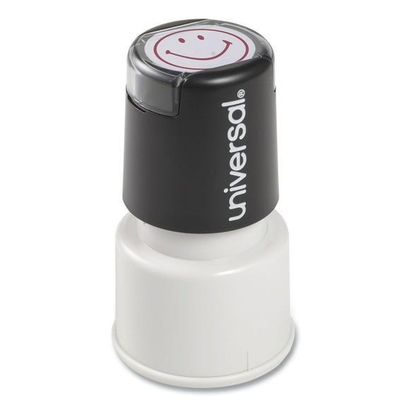 Pre-Inked/Re-Inkable Smiley Face Round Message Stamp - Red