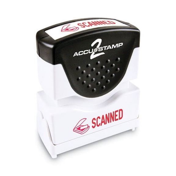 Pre-Inked Shutter Stamp, Red, Scanned, 1 5/8 X 1/2 | Bundle of 2 Each