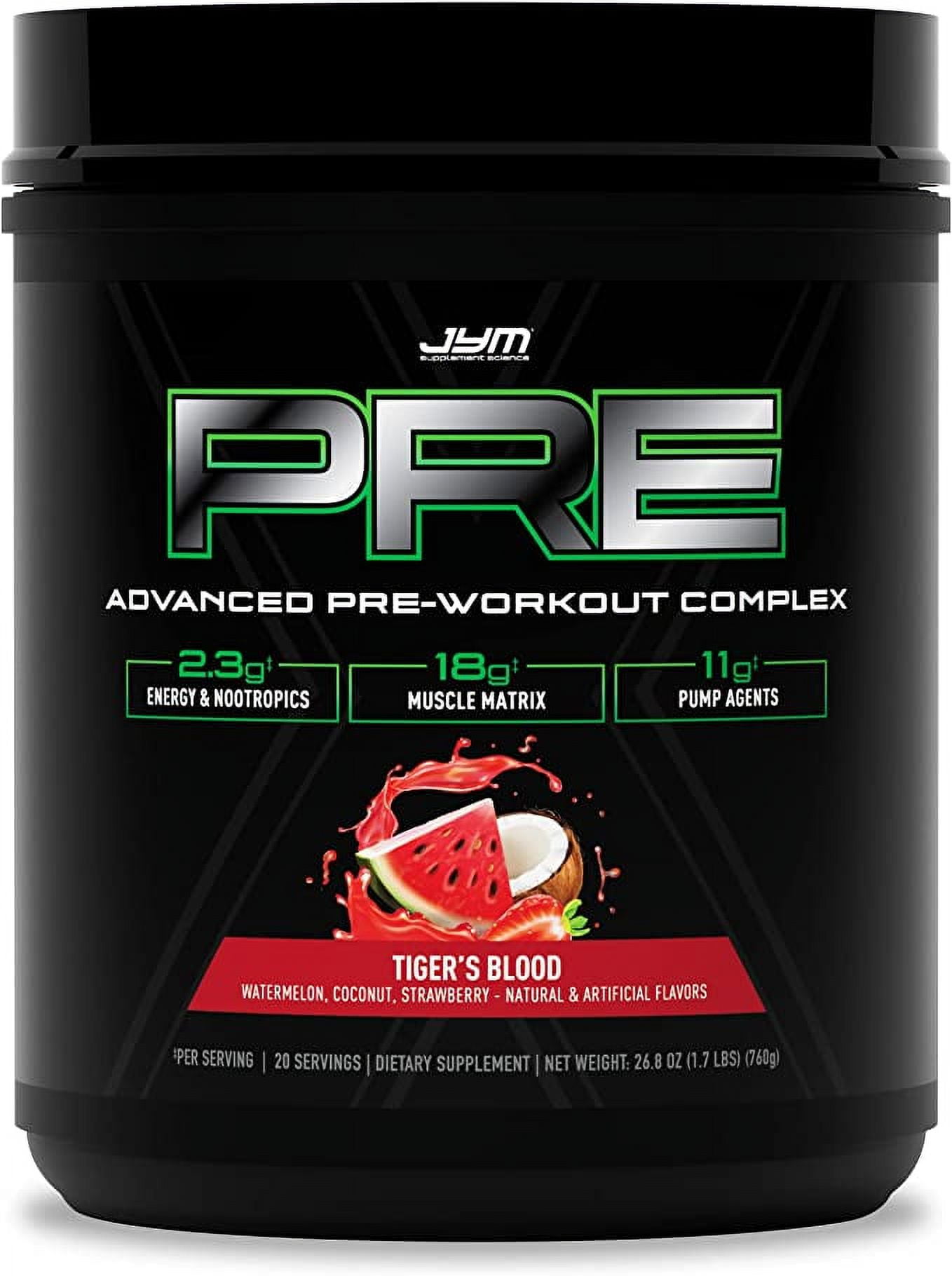 JYM PreWorkout Powder Tiger's Blood, BCAA, Creatine, BetaAlanine