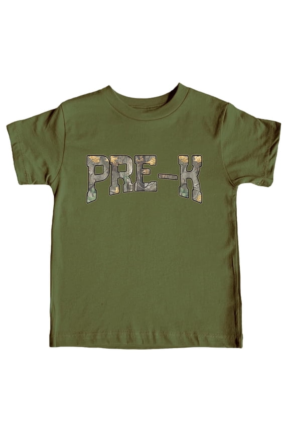 Pre-K Camo Shirt for Boys and Girls Back to School Toddler Kids First Day Graphic Tee Military Green Shirt 5-6