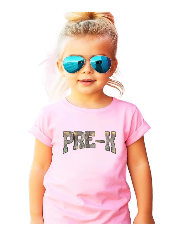 Pre-K Camo Shirt for Boys and Girls Back to School Toddler Kids First Day Graphic Tee Pink Shirt 3T