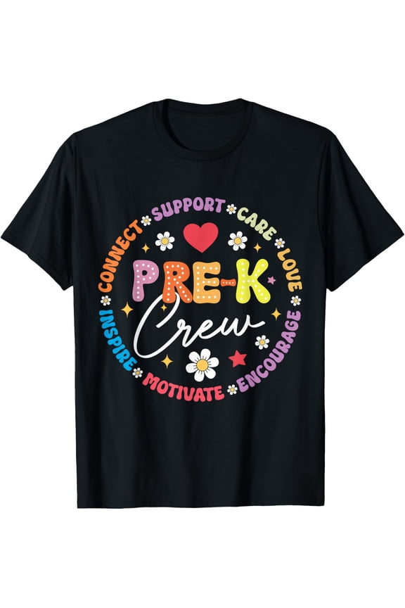 Pre-K Crew 1st Day of School Funny Preschool Teacher Adult T-shirt