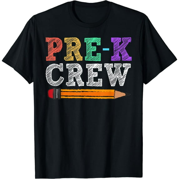 Pre-K Crew Funny Pre-K Teachers Gift Back To School T-Shirt Black Large