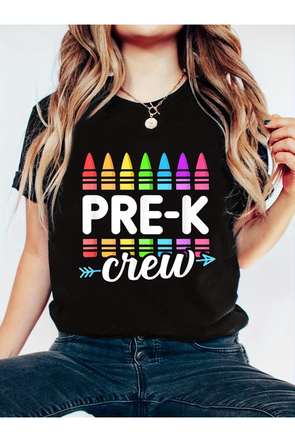 Pre-K Crew Teacher Team Squad Hello Back School Graduation T-Shirt