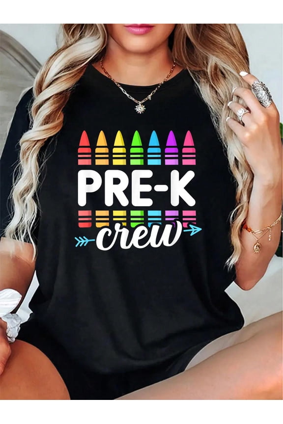 Pre-K Crew Teacher Team Squad Hello Back School Graduation T-Shirt