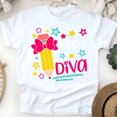 thumbnail image 1 of Pre-K Diva Shirt for Girls – Cute Bow Back to School Tee, White, Size S, 1 of 6