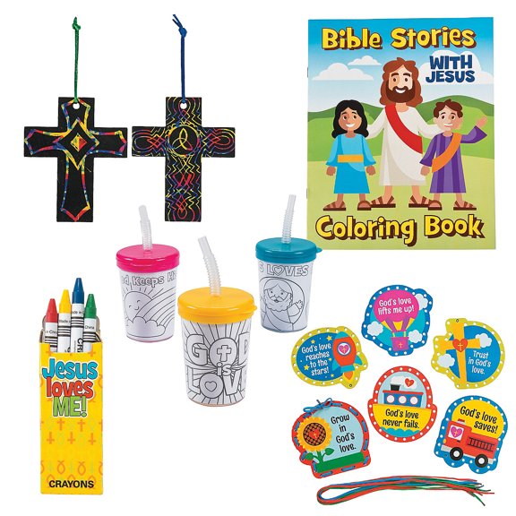Pre-K Religious Craft Assortment for 24, Craft Kits, Party Supplies, 120 Pieces