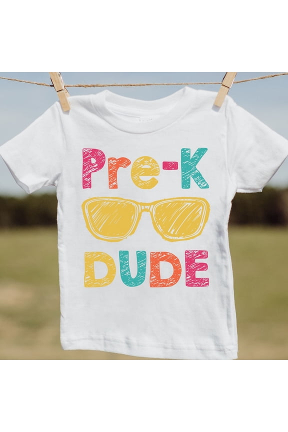 Pre K Shirt For Boys, Back To School Pre K Cool Dude Shirt For Toddlers With Cool Shades, First Time To School Pre K T Shirt For Boys TODDLER SHORT SLEEVE TEE BELLA CANVAS 3001T