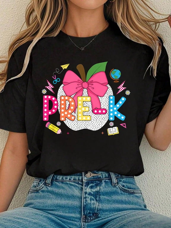 Pre-K Shirt Teacher Team Preschool First Day Back To School T-Shirt Tee Shirts Women