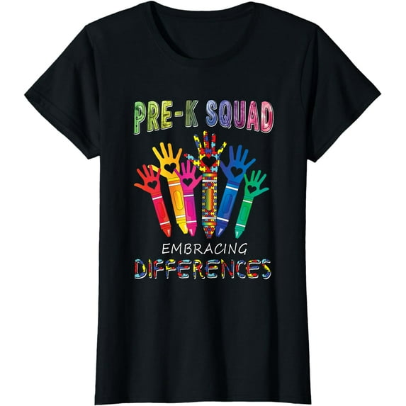 Pre K Squad Embracing Differences Autism SPED Teacher Gift T-Shirt