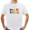 thumbnail image 1 of Pre-K Squad Leopard Print Back To School Teacher Student Short Sleeve Mens T Shirts White Large, 1 of 5