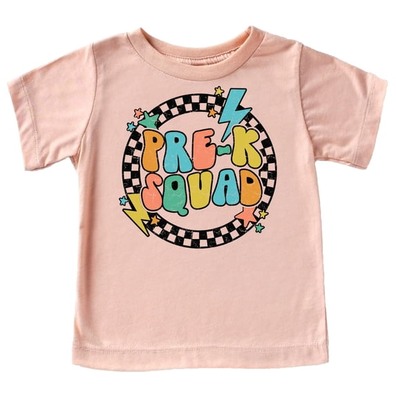 Pre-K Squad Lightning First Day of School T-Shirt Back to School 1st Day of School Outfit Peach Shirt Youth Small