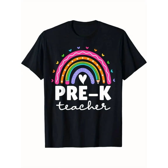 Pre-K Teacher Cute Pre Kindergarten For Teachers Rainbow T-Shirt All-season versatile casual T-shirts and classic T-shirts made of 100% pure cotton are comfortable and breathable