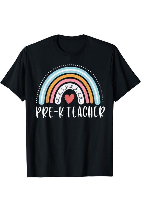 Pre-K Teacher Prek Funny Rainbow Heart Preschool Teacher T-Shirt
