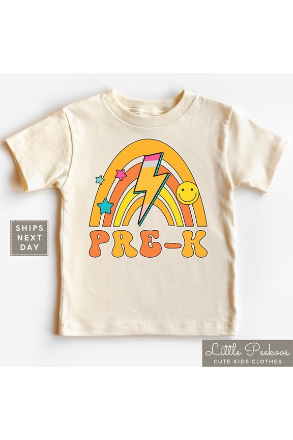 Pre-K Toddler Shirt - First Day Of Pre-K Kids Shirt - Back To School Kids Shirt - Retro Pencil Lightning Bolt T-Shirt TODDLER SHORT SLEEVE TEE BELLA CANVAS 3001T