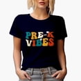 thumbnail image 1 of Pre-K Vibes, Prekindergarten School Teacher Themed, Groovy Retro Wavy Text Merch Gift, Navy Blue T-Shirt, 2XL, 1 of 5