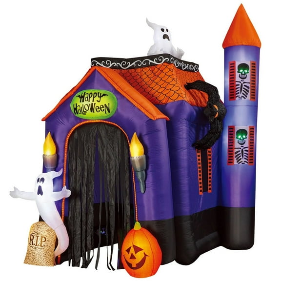 Pre-Lit 12FT Halloween Airblown Inflatable Haunted House Archway Tunnel