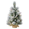 thumbnail image 1 of CC Christmas Decor Pre-lit Flocked Artificial Christmas Tree with Tan Sac - 2’ - White LED Lights, 1 of 2
