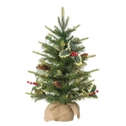 CC Christmas Decor Pre-lit Artificial Christmas Tree with Burlap Base - 2  - Warm White LED Lights