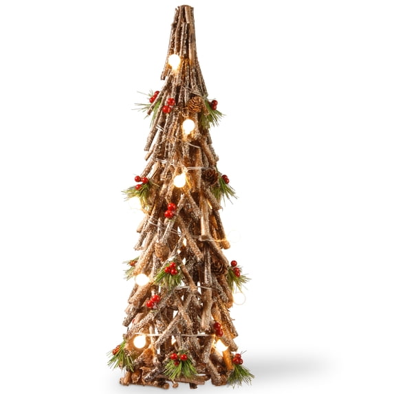 National Tree Company 23 in. Pre-Lit Wood Look Holiday Tree