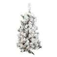 thumbnail image 1 of Pre-Lit 36" x 24" Alaskan Dura-Lit Artificial Christmas Tree, Flocked White on Green, Clear Lights, 1 of 5