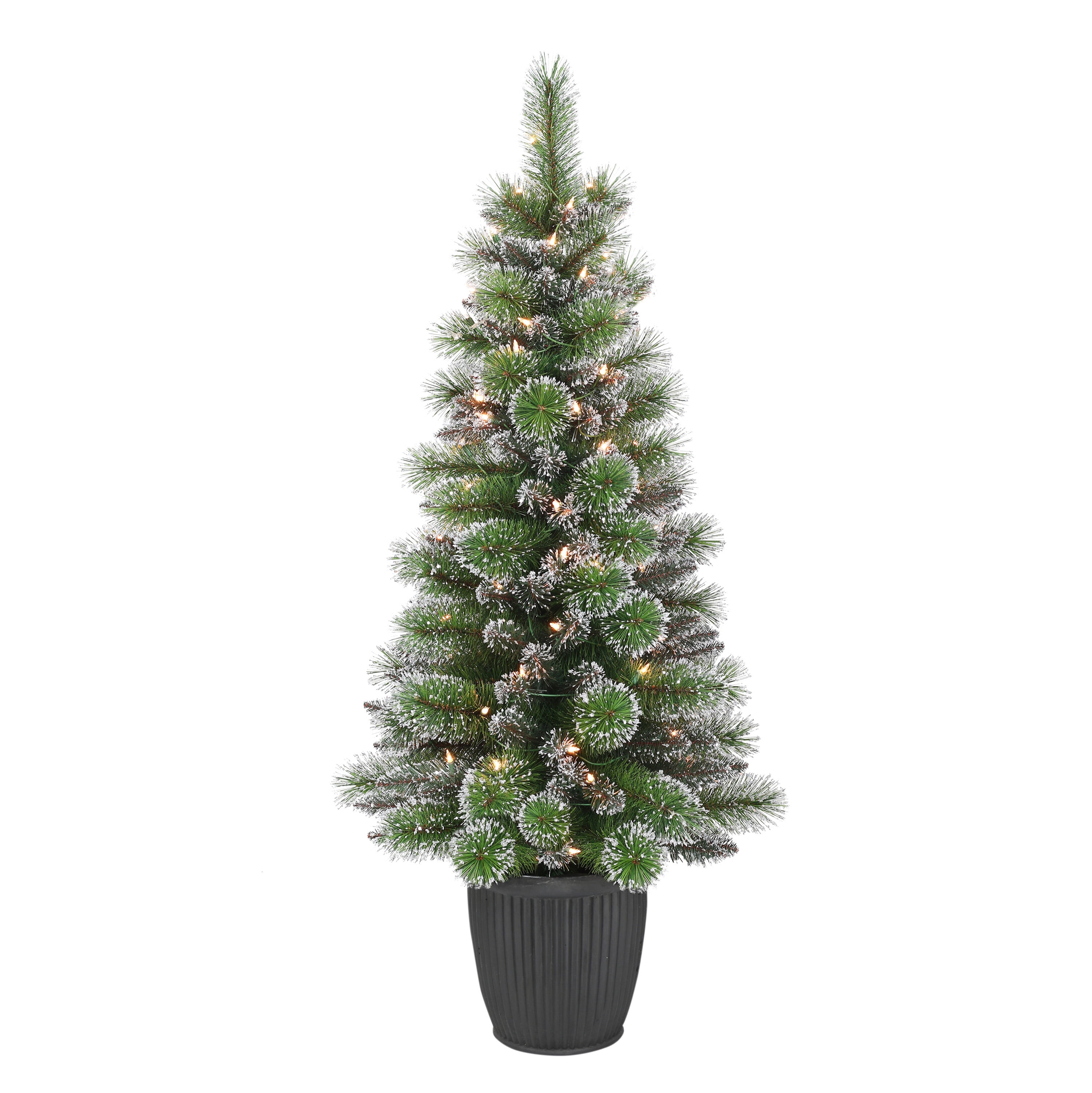 4' Green Pre-Lit Potted Artificial Christmas Tree with Lights