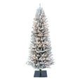 thumbnail image 1 of Pre-Lit 6' Flocked Fir Artificial Christmas Tree with Pines Cones and 300 Lights, Green, 1 of 3