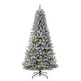 thumbnail image 1 of Pre-Lit 7.5' Flocked Virginia Pine Artificial Christmas Tree with 400 Color-Select LED Lights, Green, 1 of 5