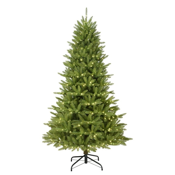 Pre-Lit 7.5' Fraser Fir Artificial Christmas Tree with 400 Multi-Function RGB Lights with Remote, Sure-Lit Pole, Green