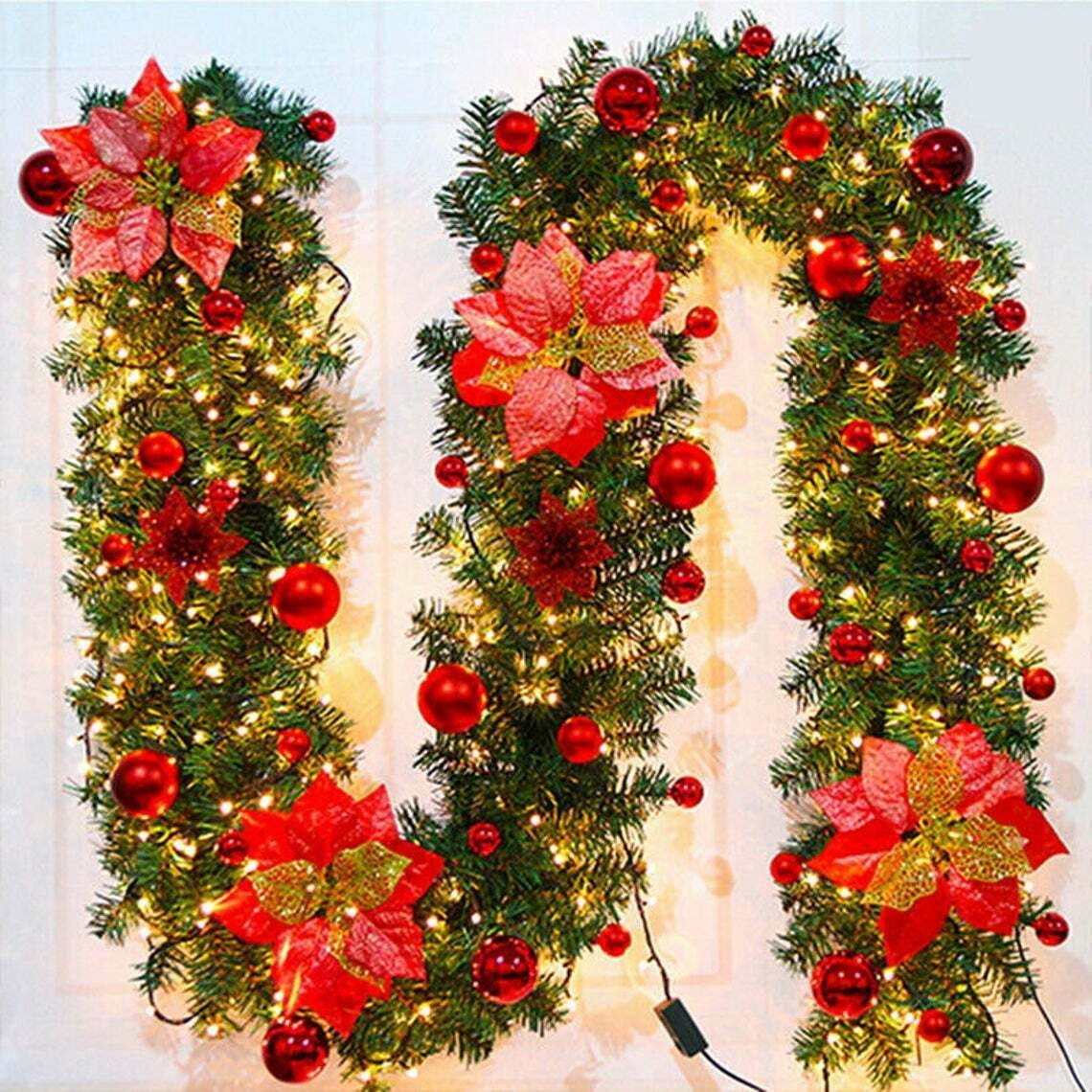 9Ft PreLit Artificial Christmas Garlands with Warm Lights, Indoor — free download
