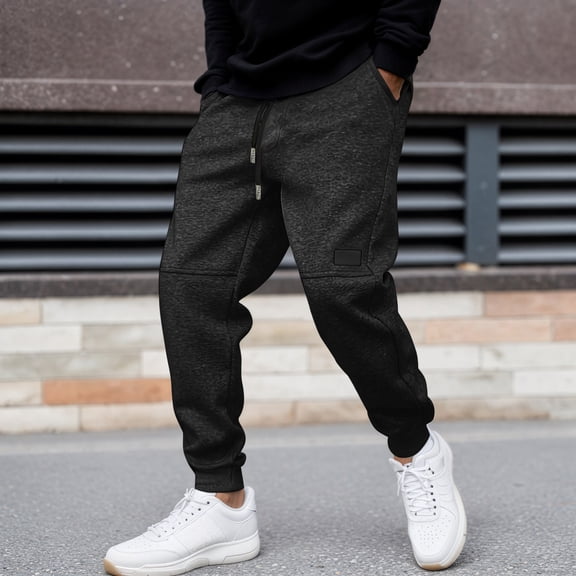 Men's Solid Colour Outdoor Casual Sport Style Drawstring Trousers for Everyday Leisure and Daily Wear in Autumn and Winter