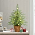 thumbnail image 1 of Pre-Lit Artificial Christmas Tree, 18-Inch Tabletop Tree with Warm White LED Lights, Battery Operated with Remote, in Decorative Basket(Green), 1 of 4