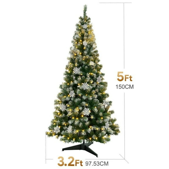 Pre-Lit Artificial Christmas Tree - 5/6/7.5ft Spruce with Foldable Base - 350/600/1000 Branch Tips for Lush Look - Easy Assembly Plug-In Indoor Decoration